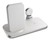Ładowarki do telefonów - ZENS Aluminium 4w1 Stand Wireless Charger - bezprzewodowa stacja ładująca do trzech urządzeń (45W), z możliwością ładowanie czwartego urządzenia przez kabel (white) - miniaturka - grafika 1