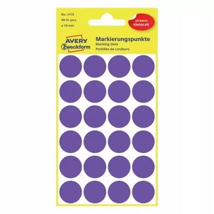 ETYKIETY TRWAŁE AVERY 3118 KÓŁKA 18MM FIOLETOWE - Akcesoria do pakowania - miniaturka - grafika 1