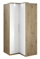 Inne meble do salonu - Szafa Narożna Optima 16 2D 109X217 Dąb Artisan / Biały Połysk / Lustro - miniaturka - grafika 1