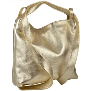 Torebko plecak duży XL ze skóry naturalnej złoty metaliczny - Plecaki Torebko plecak duży XL ze skóry naturalnej złoty metaliczny - Plecaki - miniaturka - grafika 1