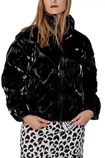Kurtki damskie - Love Moschino Damska kurtka termiczna z matowej tkaniny technicznej pikowana z sercami, Czarny, 70 - grafika 1