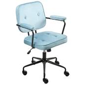 Fotele i krzesła biurowe - Beliani Krzesło obrotowe PAWNEE Welur Błękitny - miniaturka - grafika 1