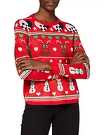 Swetry damskie - ONLY Damski sweter Onlxmas Vibe L/S KNT, High Risk Red/Print:xmas Vibe, S - miniaturka - grafika 1