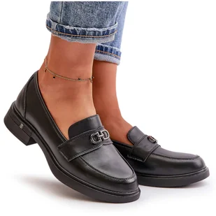 Mokasyny Damskie Ze Skóry Naturalnej Czarne Vinceza 58409 - Mokasyny damskie - miniaturka - grafika 1