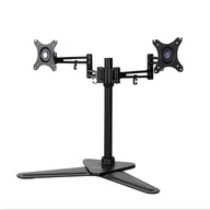 Uchwyty do monitorów - Regulowany uchwyt na 2 monitory, 10KG, wolnostojący, 17"-30", organizer do kabli, 75x75/100x100, czarny - miniaturka - grafika 1