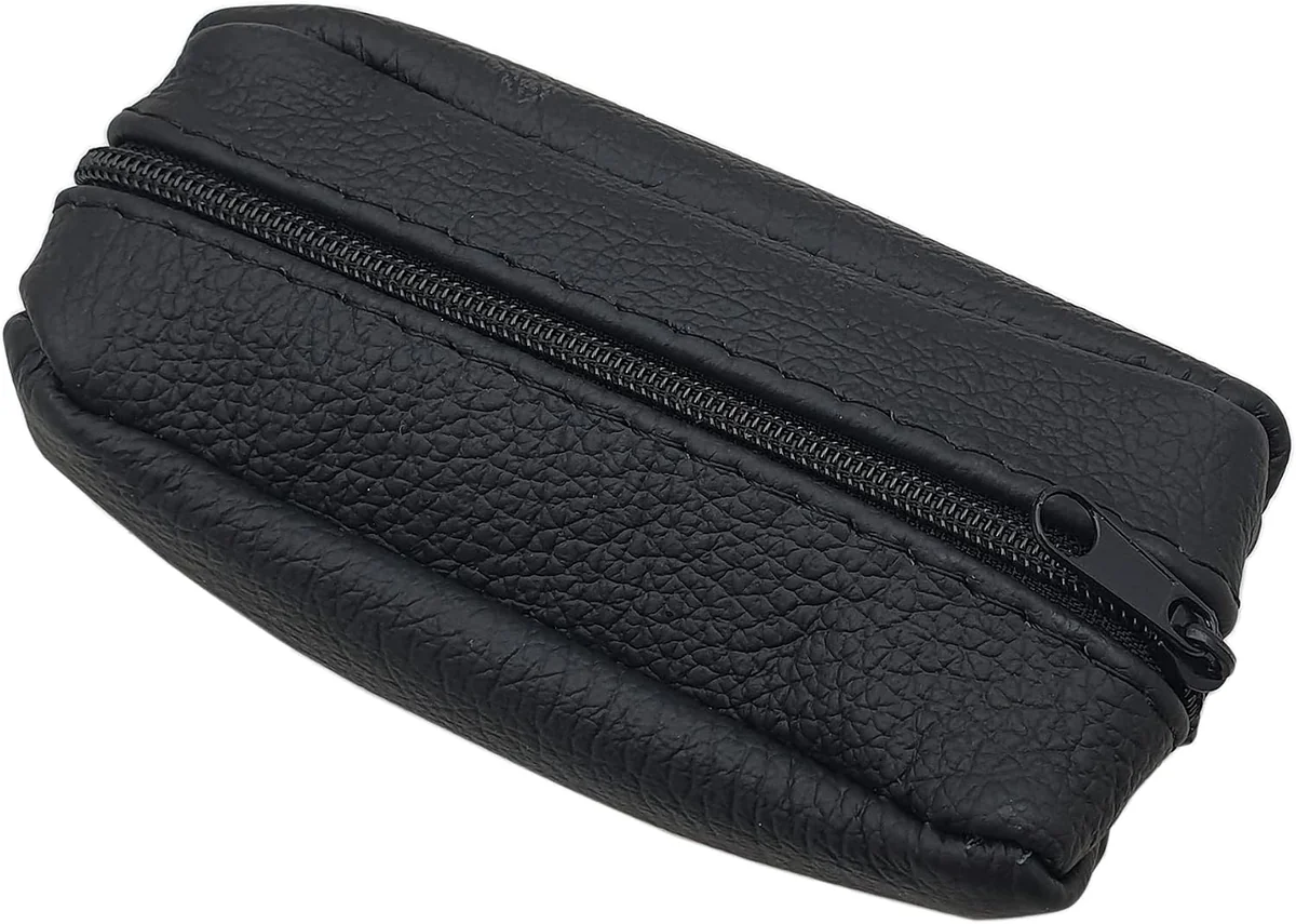 Etui na klucze ze skóry bydlęcej, 2 przegródki, zamek błyskawiczny, 11 cm