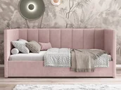 Łóżka dla dzieci i młodzieży - Tapczan jednoosobowy tapicerowany 90x200 z pojemnikiem ze stelażem różowy Soro61 Urus - miniaturka - grafika 1