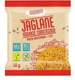 FRANK&OLI Bezglutenowe ciastko jaglane miękkie z pastą orzechową i Chia 50g - Zdrowa żywność - miniaturka - grafika 1