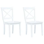 Krzesła - vidaXL Krzesła jadalniane, 2 szt., białe, lite drewno kauczukowca - miniaturka - grafika 1