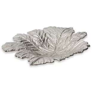 Misa Dekoracyjna Z Metalu Liść Sara 40X33X7 Srebrna - Tace i patery - miniaturka - grafika 1