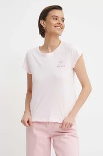 Pepe Jeans t-shirt bawełniany damski kolor różowy - Koszulki sportowe damskie - miniaturka - grafika 1