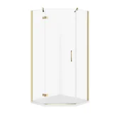 Kabiny prysznicowe - Kabina prysznicowa Cersanit Jota 90x90x195 pięciokątna złoty transparentne z brodzikiem tako slim 4cm biały S601-365 - miniaturka - grafika 1