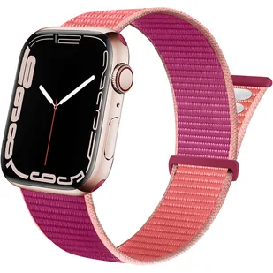 Pasek Alogy Nylon Strap z rzepem do Apple Watch 1/2/3/4/5/6/7/8/SE 38/40/41mm Różowy - Akcesoria do smartwatchy - miniaturka - grafika 6