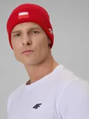 Czapki męskie - 4F Czapka beanie uniseks - czerwona Uniwersalny - miniaturka - grafika 1