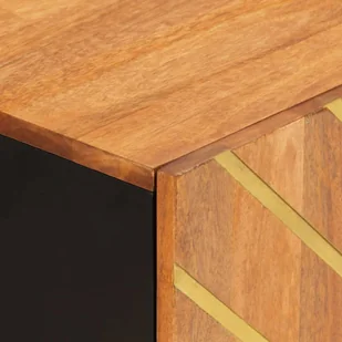 Szafka, brązowo-czarna, 60x33,5x75 cm, lite drewno mango  Lumarko! - Szafki do salonu - miniaturka - grafika 8