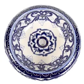 Umywalki - Meksykańska ceramiczna umywalka nablatowa z reliefem Sabina – okrągła umywalka łazienkowa 40 x 13,5 cm Umywalka z motywami Talavera - miniaturka - grafika 1