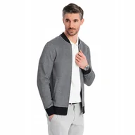 Bluzy męskie - Męska bluza bomberka z dzianiny pique czarna Ombre OM-SSZP-0238 V1 roz. XXL - miniaturka - grafika 1