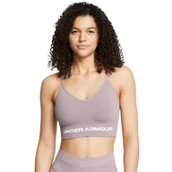 Bielizna sportowa damska - Damski biustonosz treningowy Under Armour Vanish Seamless Low Bra - beżowy - UNDER ARMOUR - miniaturka - grafika 1