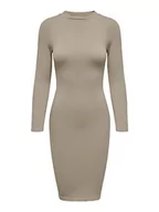 Sukienki - Bestseller A/S Damska sukienka Onlgwen L/S Rib Short Slit Dress PNT, Weathered Teak, L - miniaturka - grafika 1