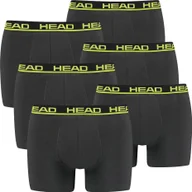 Majtki męskie - Bokserki męskie HEAD, 6-pak - Basic, bawełna stretch, jednokolorowe antracyt/żółty L - miniaturka - grafika 1