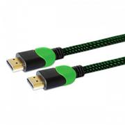 Kable - SAVIO Kabel GCL-06 (HDMI M - HDMI M; 3m; kolor czarno-zielony) GCL-06 - miniaturka - grafika 1