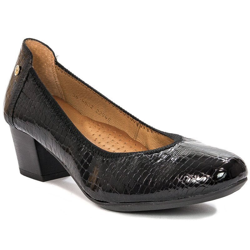 Czółenka damskie Maciejka Czarny Gad Lakier-37