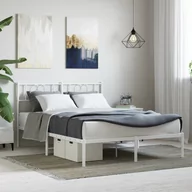Inne meble do sypialni - Metalowa rama łóżka z wezgłowiem, biała, 140x190 cm Lumarko! - miniaturka - grafika 1
