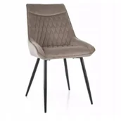 Krzesła - Krzesło Agat Velvet Ciemny Beżowy/ Czarny Mat Bluvel 40 Loft Salon - miniaturka - grafika 1