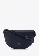 Torebki damskie - Damska saddle bag z groszkowanej skóry granatowa - miniaturka - grafika 1