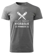 Koszulki i topy damskie - Koszulka dla Hydraulika Chcesz poroże? Hydraulik pomoże Szary XXL - miniaturka - grafika 1