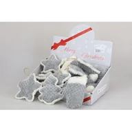 Ozdoby bożonarodzeniowe - Zawieszka tekstylna szara łapka / gwiazda / choinka - miniaturka - grafika 1