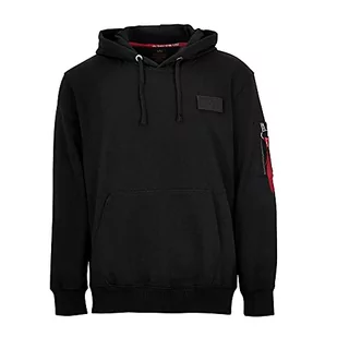 ALPHA INDUSTRIES Męska bluza z kapturem Red Stripe Hoody, czarny, M - Bluzy męskie - miniaturka - grafika 1