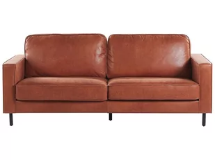 Shumee Shumee Sofa 3-osobowa ekoskóra złoty brąz SAVALEN 217046 - Sofy i kanapy - miniaturka - grafika 1