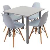 Meble do sypialni - Zestaw stół Lugano 80 szary i 4 krzesła Milano szare - miniaturka - grafika 1