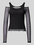 Bluzki damskie - Bluzka o kroju slim fit z efektem dwóch warstw model ‘JUDITH’ - miniaturka - grafika 1