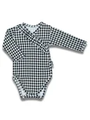 Body dla niemowląt - Niemowlęce body bawełniane na długi rękaw w pepitkę białe Nicol,r.56 - miniaturka - grafika 1