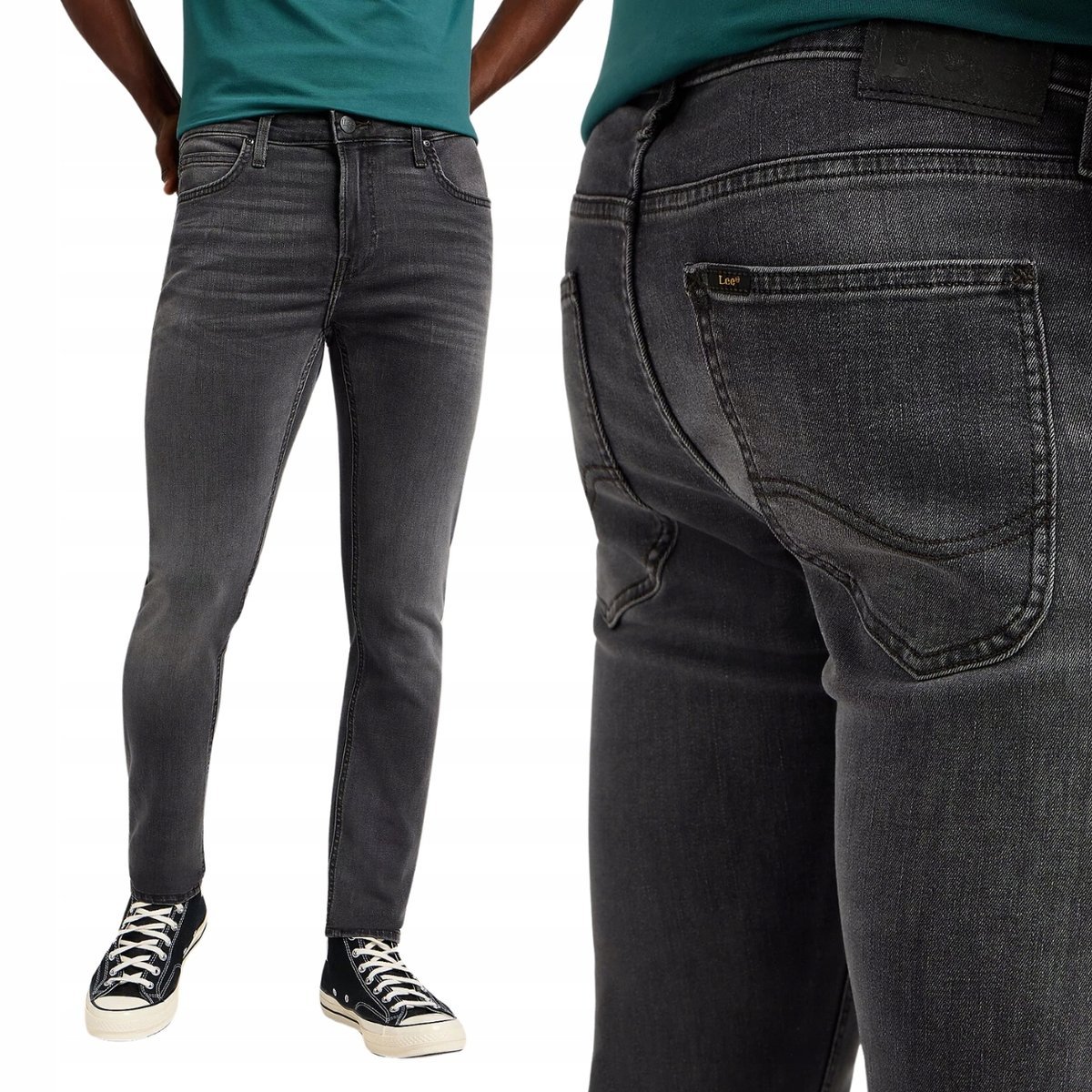 Lee MALONE SKINNY Washed Black DżINS szare spodnie jeansowe rurki W30 L32