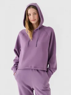 Damska bluza dresowa nierozpinana z kapturem 4F 4FRAW24TSWSF1788 - fioletowa - Bluzy sportowe damskie - miniaturka - grafika 1