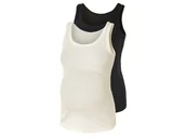 Bluzki ciążowe - esmara® Top ciążowy prążkowany z bawełną organiczną, 2 sztuki (L(44/46), Czarny/ biały) - miniaturka - grafika 1