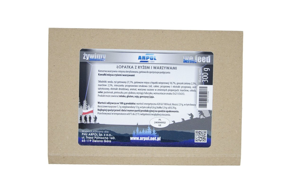 Łopatka z ryżem i warzywami 300 g konserwa wojskowa tacka