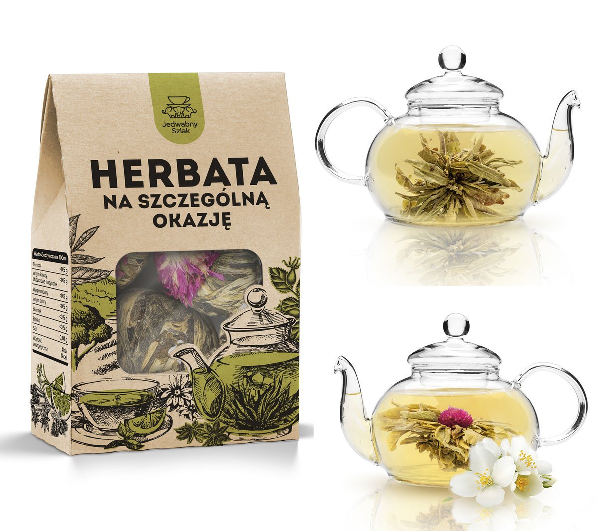 Herbata kwitnąca CZARNA kwiat lichi 4 szt zestaw tea Jaśmiń