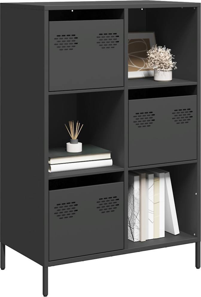 vidaXL Szafka, czarna, 68x39x103,5 cm, stal