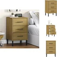 Szafki nocne - vidaXL Szafka nocna OSLO z metalowymi nogami brązowa sosna - Szafki nocne - miniaturka - grafika 1