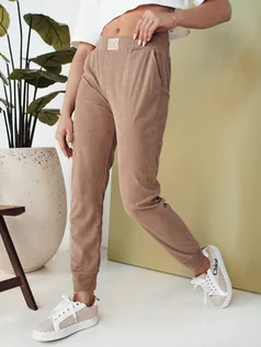 Spodnie sportowe damskie - Spodnie damskie dresowe BRINAT kamelowe Dstreet UY2049 - grafika 1