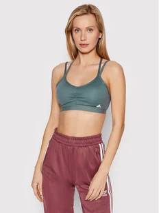 Adidas Biustonosz sportowy Yoga Essentials Light-Support DD HG3645 Zielony - Bielizna sportowa damska - miniaturka - grafika 1