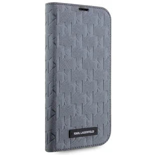 Karl Lagerfeld KLBKP14LSAKLHPG iPhone 14 Pro 6.1" bookcase srebrny/silver Saffiano Monogram - Etui i futerały do telefonów - miniaturka - grafika 5