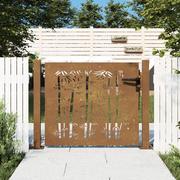 Bramy garażowe - vidaXL Furtka ogrodowa, 105x80 cm, stal kortenowska, motyw bambusa - miniaturka - grafika 1
