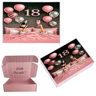 Zestawy upominkowe - Pudełko prezentowe na 18 urodziny 350x250x90 opakowanie eleganckie różowe - miniaturka - grafika 1