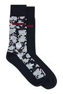 Skarpetki męskie - HUGO Męskie skarpety 2P RS FLOWER CC średniej wysokości z logo, dwupak, granatowy, 43-46 EU - miniaturka - grafika 1