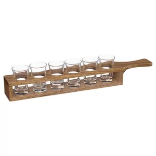 Secret De Gourmet Taca do serwowania drinków, drewniana, 6 kieliszków - Pozostałe akcesoria barmańskie - miniaturka - grafika 1